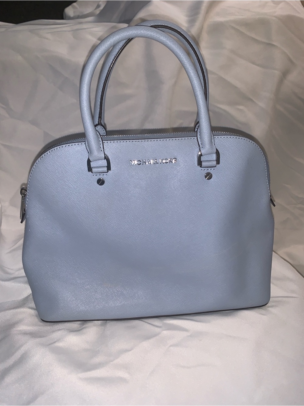 MICHAEL KORS Powder Blue Saffiano Leather Satchel